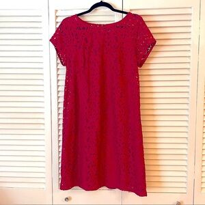 Loft Burgundy Floral Overlay Dress NWT